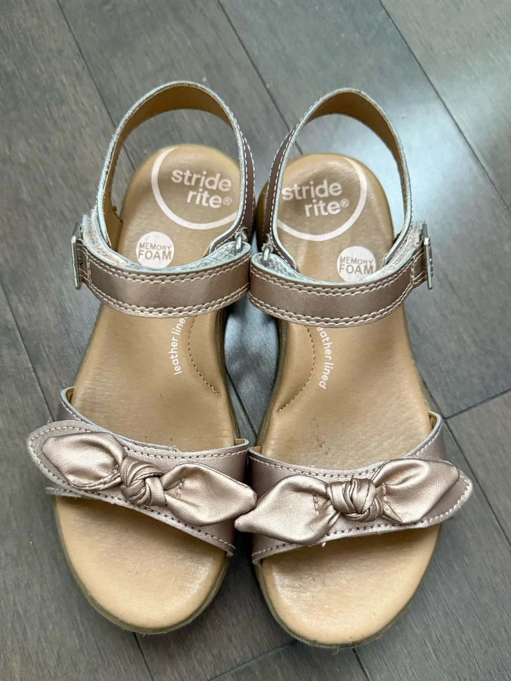 Stride Rite Leather Whitney Bow Sandals Girls' Metallic Pink